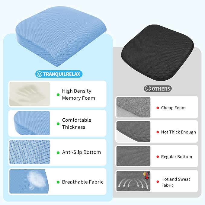 TranquilRelax XLarge Seat Cushion, Memory Foam Cushion - Image 5