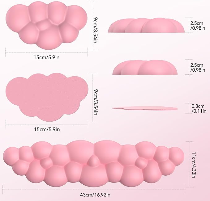 TECKNET Cloud Keyboard Wrist Rest Set, Cloud Wrist Rest - Image 2