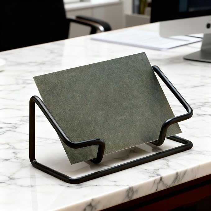 2 Pack Business Metal Business Card Holder office decor Card Holder Desk Display - Image 5
