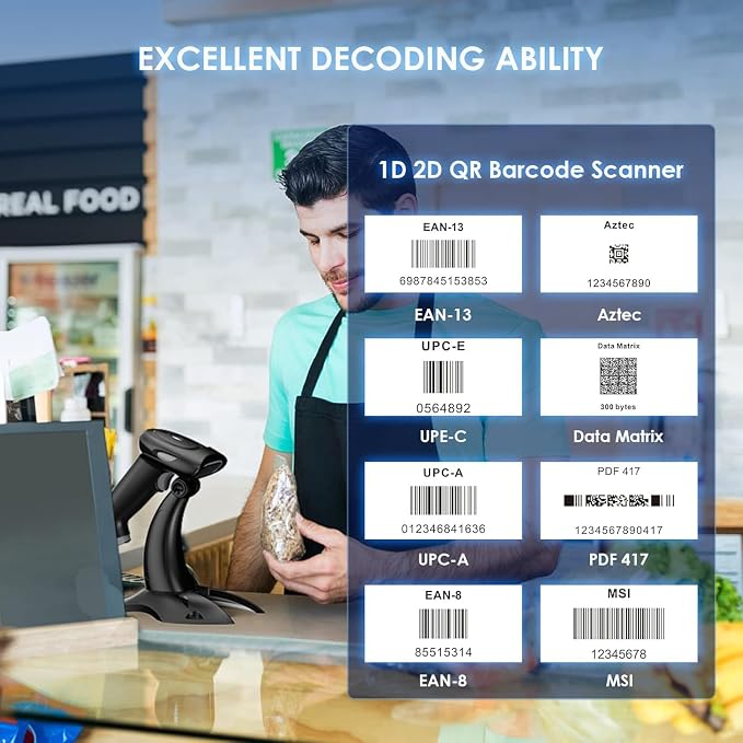 Eyoyo 2D 1D Wireless Barcode Scanner - Image 5