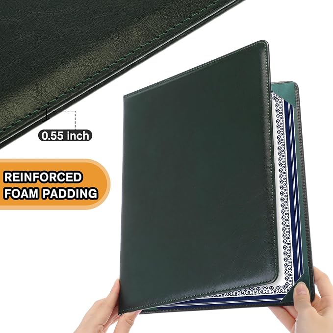 Tenare 10 Pcs Green Leather Certificate Holder 8.5 x 11 PU Phd Bachelor Master - Image 3