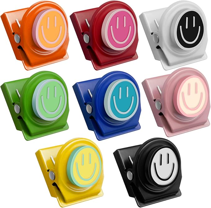 8 PCS Magnetic Clips Cute Fridge Magnets Colorful Happy Smiley Face by Sanyeyufeng