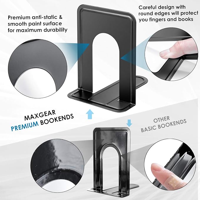 MaxGear Book Ends Universal Premium Bookends - Image 2