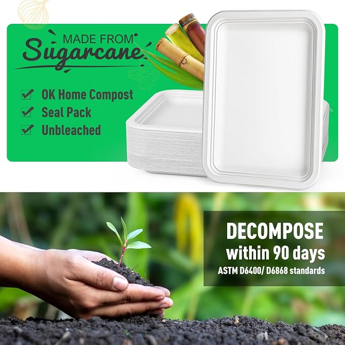 Gezond 100 Pack 14 Inch Disposable Food Trays Eco-friendly Heavy-Duty Large - Image 3
