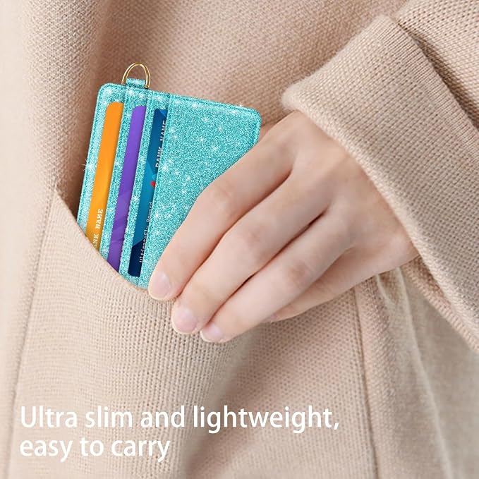 Slim Credit Card Holder Glitter Leather Small Wallet Women Thin Cards Holders - Image 7