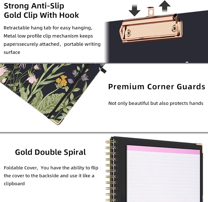 Ospelelf Clipboard with Storage 8.5 X 11，Padfolio Organizer, Spiral Portfolio - Image 5