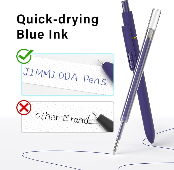 Blue Gel Pens 16 Pack with Fidget Clip, 0.7mm Quick Dry | Retractable Smooth - Image 5