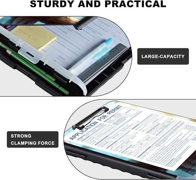 Clipboard with Storage, Storage Clipboard with Pen Holder, Heavy Duty Plastic - Image 3