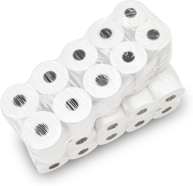 (25 Rolls) 2 1/4 x 85 Thermal Paper Receipt Rolls 2.25 x 85 ft, POS/Cash Register, Fits All Credit Card Terminals, Verifone VX510 VX570 FD50 T4220-DeskLoop Office
