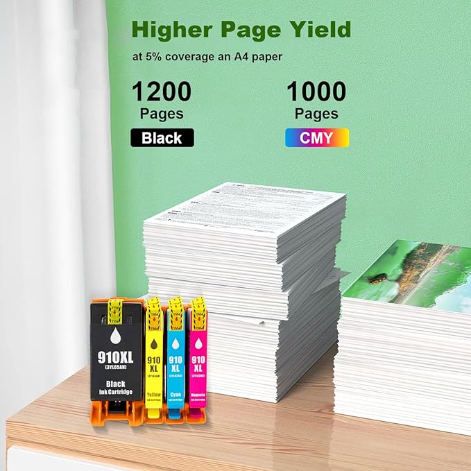 910XL Yellow Ink Cartridges Replacement for HP 910XL 910 XL Ink Cartridges Combo Pack for HP OfficeJet Pro 8010 8015 8018 8020 8022 8025 8028 8035 8030 Printer (910 Yellow 2-Pack)-DeskLoop Office