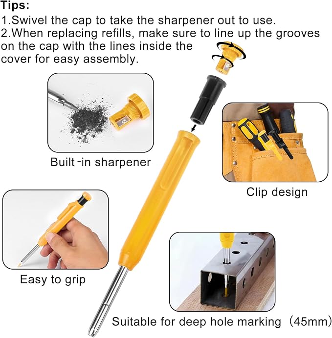 MECHEER 2 Pack Carpenter Pencils Construction Pencil - Image 5