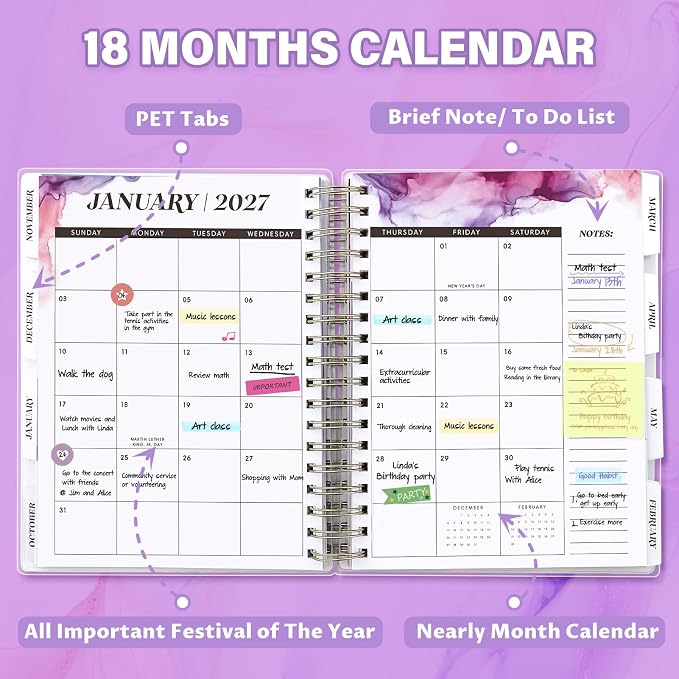 Planner 2026-2027, Large 18 Months Academic Daily Weekly Monthly Planner Yearly - Image 4