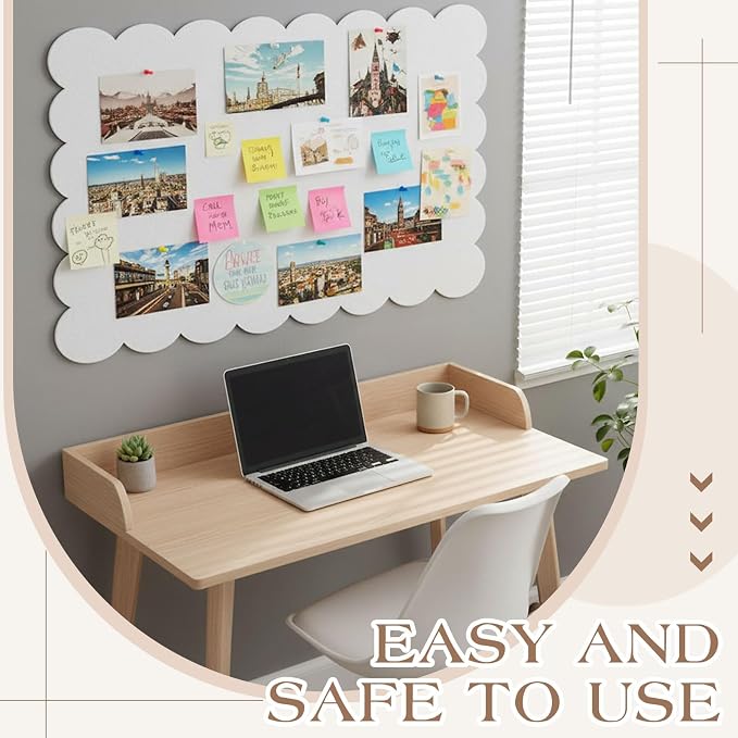 Mooliwe Scalloped Felt Bulletin Board Foldable Pin Cork Board Alternative - Image 6