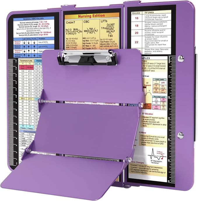 Nursing Clipboard Foldable, Foldable Clipboard w/Nursing Edition Medical Charts by HOZOLNursingClipboard