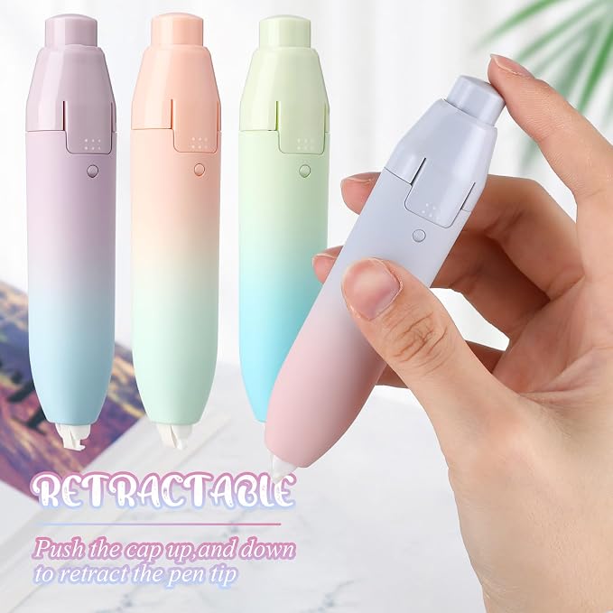 4 Pcs Quick Dry Correction Tape Aesthetic Gradient Color Refillable Retractable - Image 3
