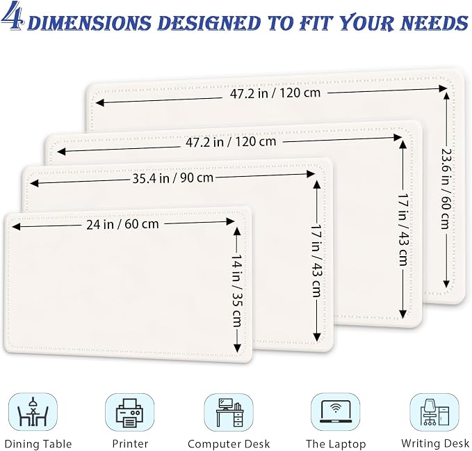 Large Desk Pad, 47.2" x 17" PU Leather Desk Mat - Image 2