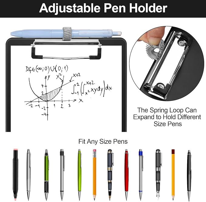 Meiikun Small Clipboard with Storage, A5 Clipboards with Pen Holder, Half - Image 3