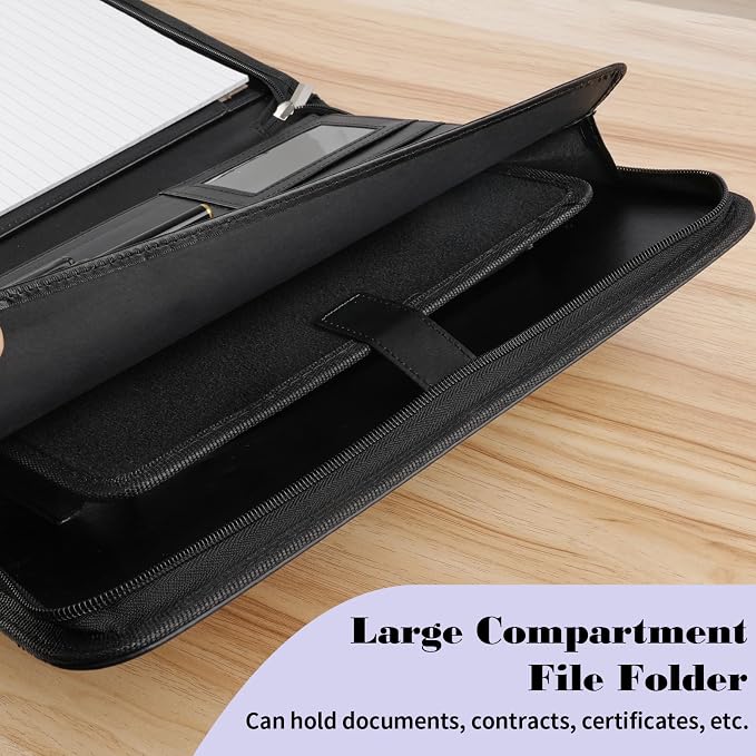 Leather Padfolio Portfolio Binder Organizer, - Image 5