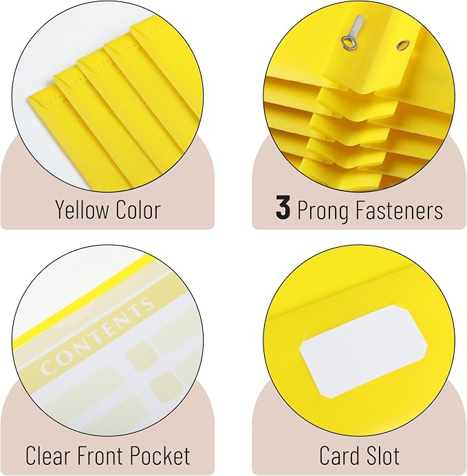 Mr. Pen- Plastic Folders with Pockets and Prongs, 24 Pack, Letter Size | Yellow - Image 4