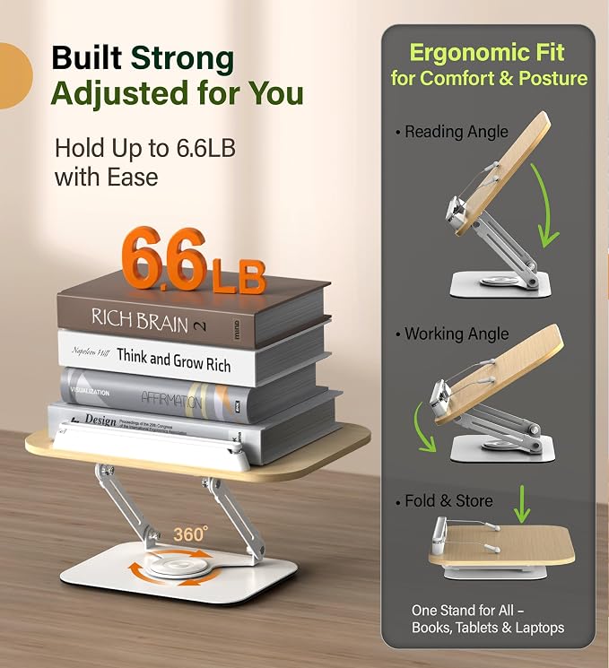 Adjustable Book Stand for Reading – Durable Build Quality, 360° Rotating Base - Image 7