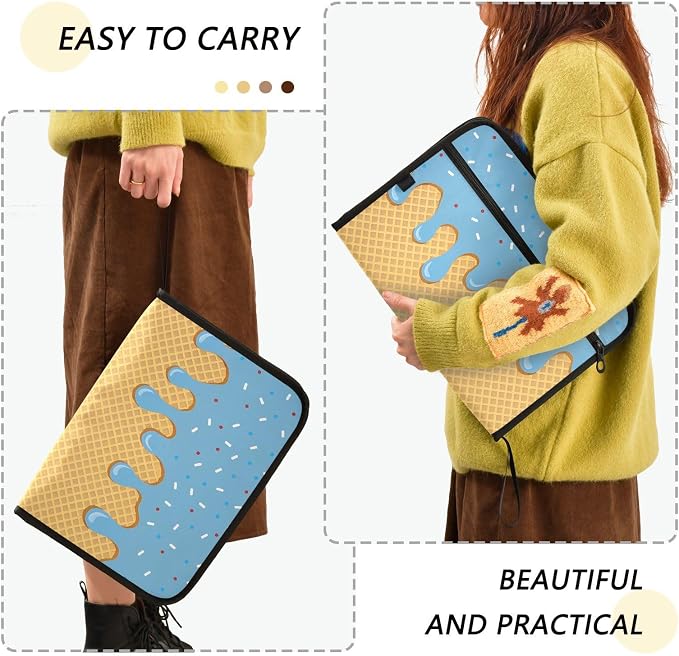 Expanding File Folder Blue Ice Cream Drip Accordion File Organizer 13 Pockets - Image 2