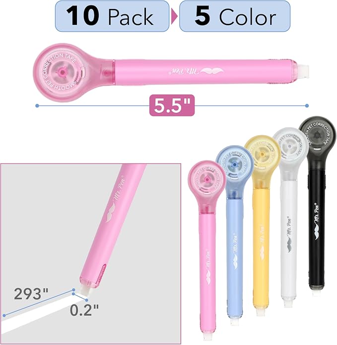 Mr. Pen- Aesthetic Correction Tape, 0.2" x 236", Pastel Colors | Cute - Image 2
