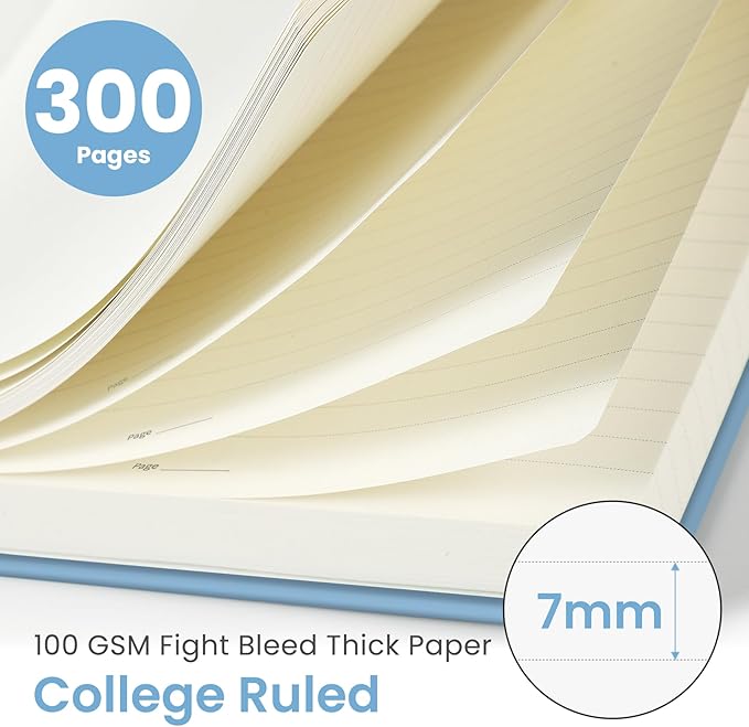 Lined Spiral Notebook Journal for Work, 300 Pages Thick B5 (7.1"x10") College Ruled Journal for Women & Writing, Hardcover Notebook for Note Taking, Perfect for Office Home School, Perfect for Office Home School, Blue-DeskLoop Office