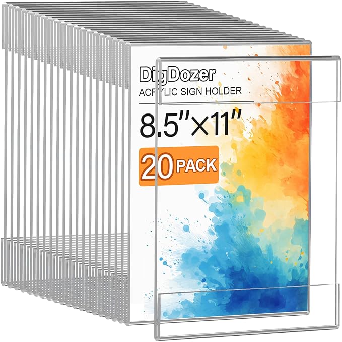 20 Pcs Acrylic Sign Holder 8.5 x 11, Vertical Wall Mount Sign Holders by Unknown