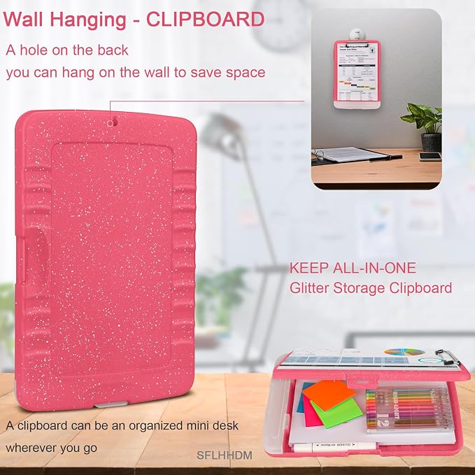 Glitter Clipboard with Storage, Storage Clipboard with Pen Holder, A4 Binder - Image 6