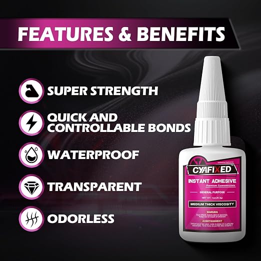 Super Glue Liquid, Instant Clear Cyanoacrylate Medium Thick Viscosity Adhesive - Image 2