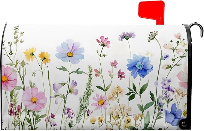 Spring Summer Mailbox Covers Magnetic Colorful Floral Flowers Post Letter Box by farg