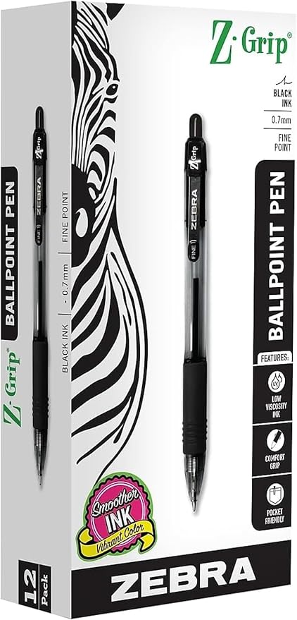 Zebra Pen Z-Grip Retractable Ballpoint Pen, Smooth-Flowing Ink, Fine Point by ZebraPen