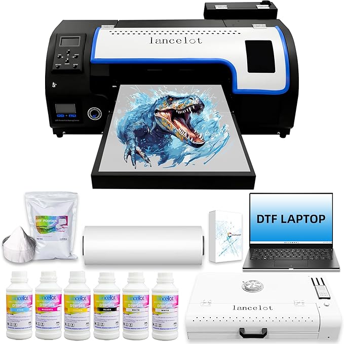 Lancelot Auto-Maintenance M1630 Pro DTF Bundle with Roll Feeder,White Ink Circulation for DIY T Shirt Printing,Doubled Speed Over L1800,L805 DTF Printer Machine(Printer+Oven+Laptop+Consumables)-DeskLoop Office