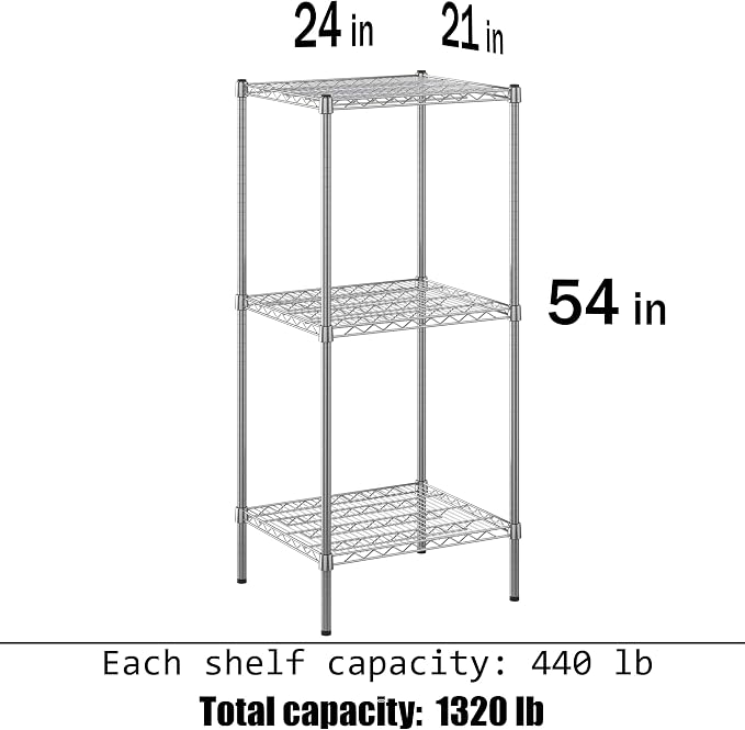 Regal Altair 21" Deep x 24" Wide x 54" Height Wire Shelving Kit | 3-Tier | NSF - Image 3