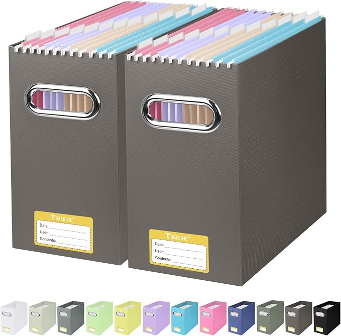 BALEINE File Organizer Box, Cardboard File Folder Organizer by BALEINE