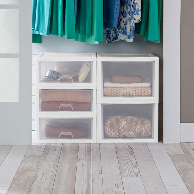 Sterilite 4-Pack Stacking Drawer, 27 Quart, Accessories, and Linens - Image 6