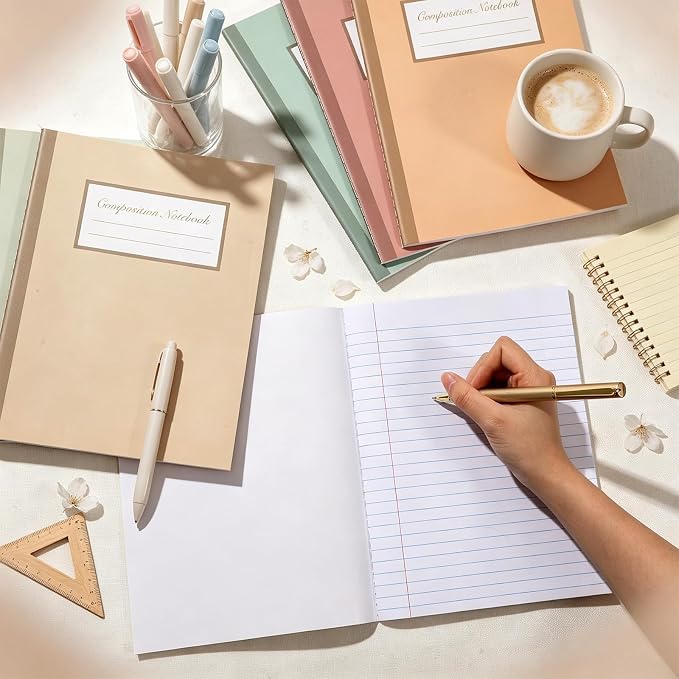 6 Pack Large Composition Notebooks Bulk 9.8 × 7.5 in Wide Ruled Hard Cover - Image 3