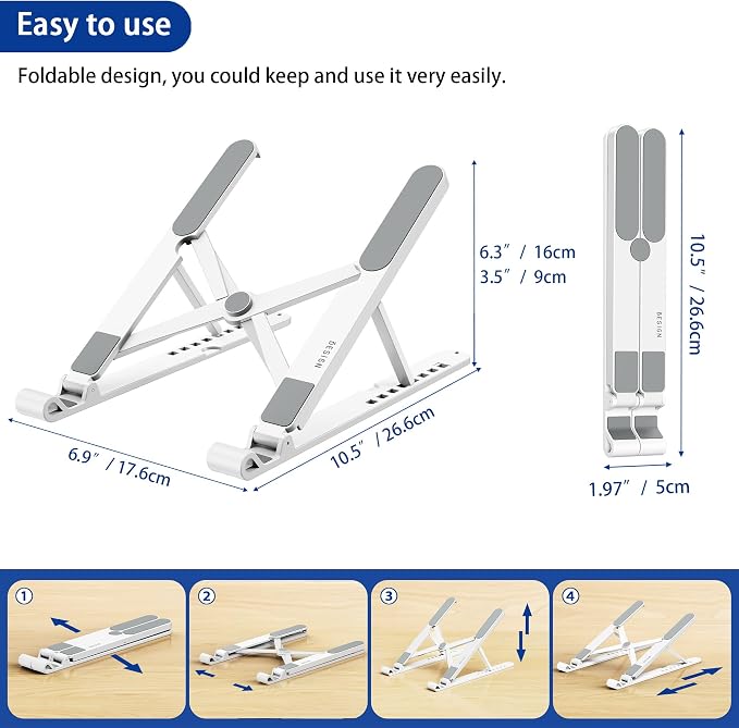 BESIGN LS01 Pro Ergonomic Laptop Stand, Plastic Laptop Riser, Portable and - Image 5