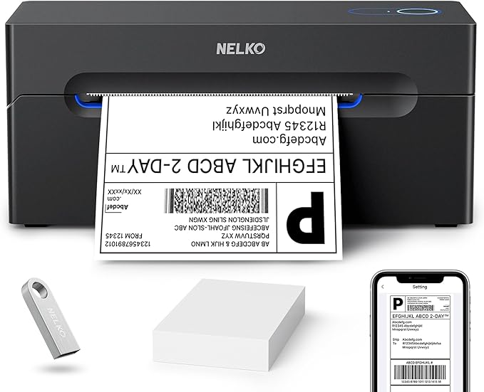 Nelko Bluetooth Thermal Shipping Label Printer, Wireless 4x6 Shipping Label Printer for Shipping Packages, Support Android, iPhone and Windows, Widely Used for Amazon, Ebay, Shopify, Etsy, USPS-DeskLoop Office