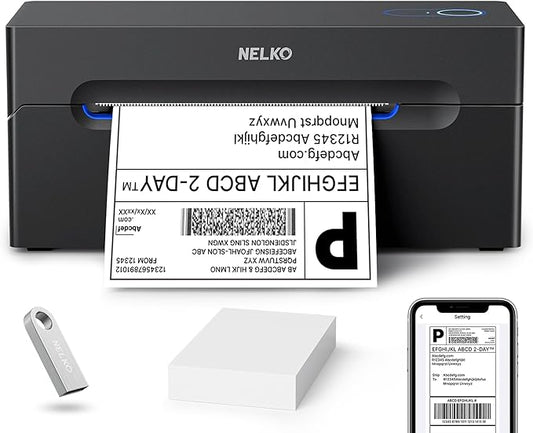 Nelko Bluetooth Thermal Shipping Label Printer, Wireless 4x6 Shipping Label Printer for Shipping Packages, Support Android, iPhone and Windows, Widely Used for Amazon, Ebay, Shopify, Etsy, USPS-DeskLoop Office