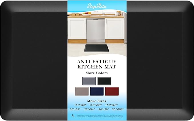 4/5 Inch Thick Kitchen Mats for Floor, StepRite Kitchen Rug for Standing Desk, Non-Slip, Thicker, Stain Resistant, Waterproof, Comfort Anti Fatigue Floor Mat for Home, Kitchen, Office - Black, 32*20''-DeskLoop Office