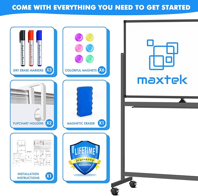 Rolling Dry Erase Board 48 x 32, maxtek Double-Sided Mobile White Board - Image 6