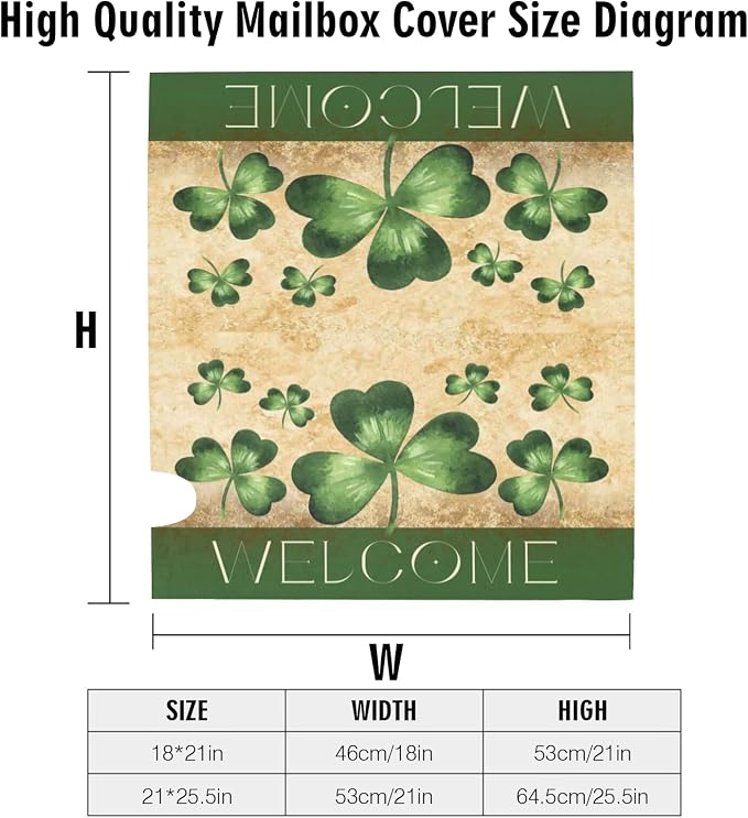 Shamrock Welcome St. Patrick's Day Mailbox Covers, 21 x 18 in Mail Box Covers - Image 6