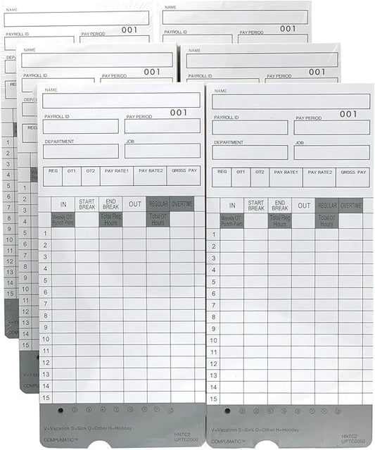 300 Time Cards for uPunch HN2000, HN2500, HN4000, HN4500 AutoAlign Calculating Time Clock and More HNTC2 UPTC2000 COMPUMATIC Compatible-DeskLoop Office