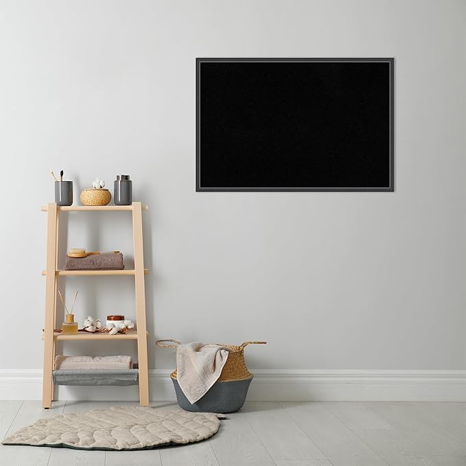 Amanti Art Black Cork Board for Wall, 25x37 Vision Board with Black Wood Frame, Large Corkboard Office Decor for Home Organization, Traditional Corkboard Pinboard to Display Items for Home-DeskLoop Office