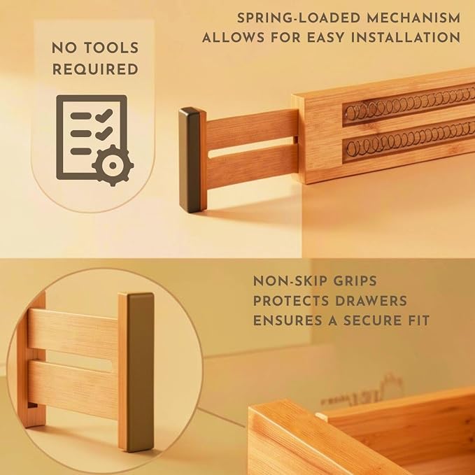 Expandable Bamboo Drawer Dividers 8 pack - Image 9