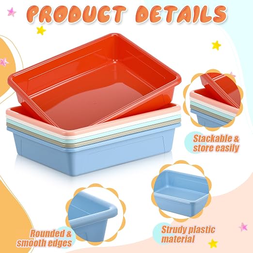 Affrolling 12 Pack Letter Size Flat Storage Tray, Stackable Plastic Organizer - Image 3