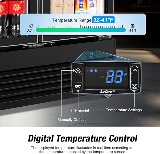 Commercial Beverage Refrigerator, 40 Inch 35 Cu.Ft. Commercial Drink Fridge, Display Refrigerator with Double Glass Door, Commercial Display Fridge with 8 Adjustable Shelves, for Shop,Restaurant,Bar-DeskLoop Office