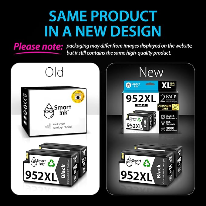 Smart Ink Compatible Ink Cartridges Replacement for HP 952XL HP 952 XL (2 Black Combo Pack) to use with HP Printer OfficeJet Pro 8710 7740 8720 8715 8210 7720 8740 8725 8700 OfficeJet 8702-DeskLoop Office