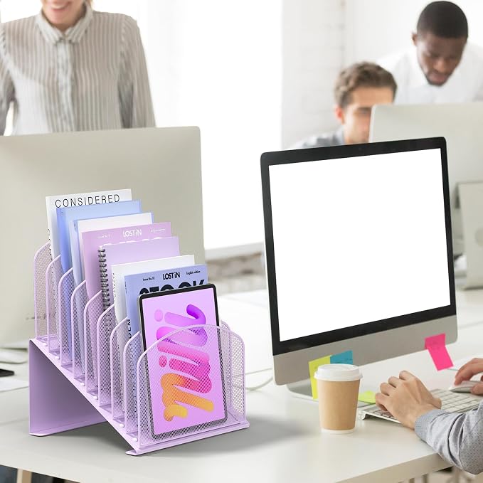 Inclined Desk File Organizer Metal Desk Magazine Folder Holder - Image 3